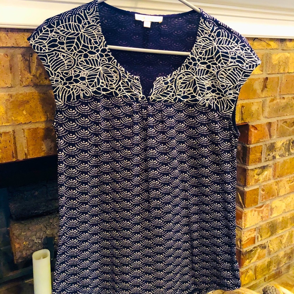 Skies are Blue Delila Embroidery Neckline Knit Top